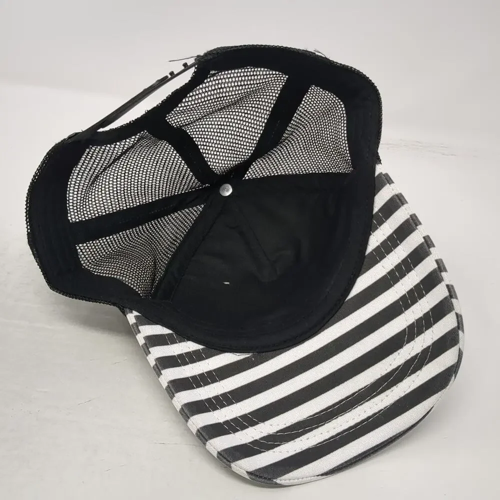 Roxy 5 Panel Black One Size Floral Striped Mesh Snapback Hat Tropical Surf Beach